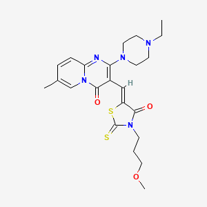 molecular formula C23H29N5O3S2 B5314085 2-(4-ethyl-1-piperazinyl)-3-{[3-(3-methoxypropyl)-4-oxo-2-thioxo-1,3-thiazolidin-5-ylidene]methyl}-7-methyl-4H-pyrido[1,2-a]pyrimidin-4-one CAS No. 497240-82-1
