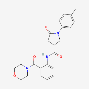 molecular formula C23H25N3O4 B5314096 1-(4-methylphenyl)-N-[2-(4-morpholinylcarbonyl)phenyl]-5-oxo-3-pyrrolidinecarboxamide 
