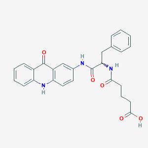 molecular formula C27H25N3O5 B053141 5-Oxo-5-({(2S)-1-oxo-1-[(9-oxo-9,10-dihydroacridin-2-yl)amino]-3-phenylpropan-2-yl}amino)pentanoic acid CAS No. 115930-63-7