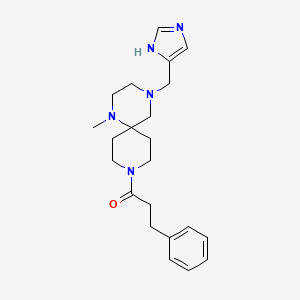 molecular formula C22H31N5O B5314106 4-(1H-imidazol-4-ylmethyl)-1-methyl-9-(3-phenylpropanoyl)-1,4,9-triazaspiro[5.5]undecane 