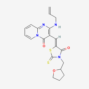 molecular formula C20H20N4O3S2 B5314112 2-(allylamino)-3-{[4-oxo-3-(tetrahydro-2-furanylmethyl)-2-thioxo-1,3-thiazolidin-5-ylidene]methyl}-4H-pyrido[1,2-a]pyrimidin-4-one 