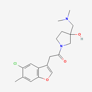 molecular formula C18H23ClN2O3 B5314216 1-[(5-chloro-6-methyl-1-benzofuran-3-yl)acetyl]-3-[(dimethylamino)methyl]-3-pyrrolidinol 