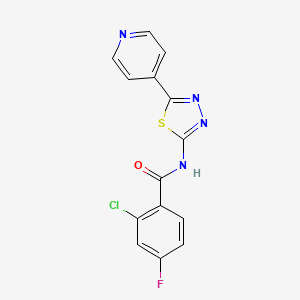 2-chloro-4-fluoro-N-[5-(4-pyridinyl)-1,3,4-thiadiazol-2-yl]benzamide