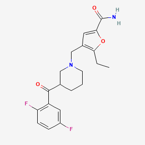 molecular formula C20H22F2N2O3 B5314250 4-{[3-(2,5-difluorobenzoyl)piperidin-1-yl]methyl}-5-ethyl-2-furamide 