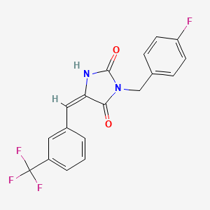 molecular formula C18H12F4N2O2 B5314329 3-(4-fluorobenzyl)-5-[3-(trifluoromethyl)benzylidene]-2,4-imidazolidinedione 