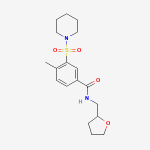 molecular formula C18H26N2O4S B5314339 4-methyl-3-(piperidin-1-ylsulfonyl)-N-(tetrahydrofuran-2-ylmethyl)benzamide 