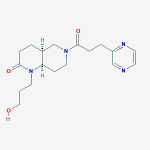 molecular formula C18H26N4O3 B5314345 (4aS*,8aR*)-1-(3-hydroxypropyl)-6-(3-pyrazin-2-ylpropanoyl)octahydro-1,6-naphthyridin-2(1H)-one 