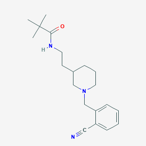 molecular formula C20H29N3O B5314436 N-{2-[1-(2-cyanobenzyl)piperidin-3-yl]ethyl}-2,2-dimethylpropanamide 
