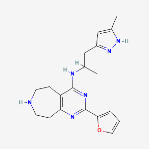molecular formula C19H24N6O B5314464 2-(2-furyl)-N-[1-methyl-2-(3-methyl-1H-pyrazol-5-yl)ethyl]-6,7,8,9-tetrahydro-5H-pyrimido[4,5-d]azepin-4-amine dihydrochloride 