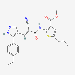molecular formula C24H24N4O3S B5314468 methyl 2-({2-cyano-3-[3-(4-ethylphenyl)-1H-pyrazol-4-yl]acryloyl}amino)-5-propyl-3-thiophenecarboxylate 