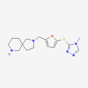 molecular formula C16H23N5OS B5314552 2-({5-[(4-methyl-4H-1,2,4-triazol-3-yl)thio]-2-furyl}methyl)-2,7-diazaspiro[4.5]decane dihydrochloride 
