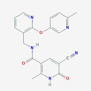molecular formula C20H17N5O3 B5314574 5-cyano-2-methyl-N-({2-[(6-methylpyridin-3-yl)oxy]pyridin-3-yl}methyl)-6-oxo-1,6-dihydropyridine-3-carboxamide 