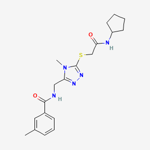 molecular formula C19H25N5O2S B5314622 N-[(5-{[2-(cyclopentylamino)-2-oxoethyl]thio}-4-methyl-4H-1,2,4-triazol-3-yl)methyl]-3-methylbenzamide 