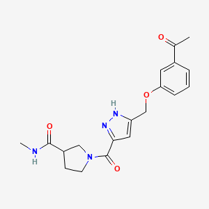molecular formula C19H22N4O4 B5314686 1-({5-[(3-acetylphenoxy)methyl]-1H-pyrazol-3-yl}carbonyl)-N-methylpyrrolidine-3-carboxamide 