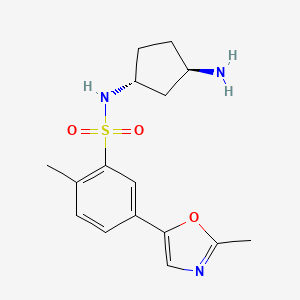 molecular formula C16H21N3O3S B5314716 N-[(1R*,3R*)-3-aminocyclopentyl]-2-methyl-5-(2-methyl-1,3-oxazol-5-yl)benzenesulfonamide 