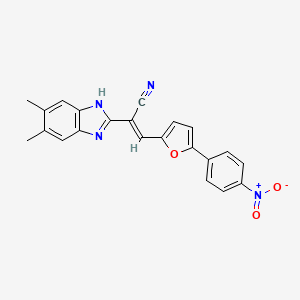 molecular formula C22H16N4O3 B5314750 2-(5,6-dimethyl-1H-benzimidazol-2-yl)-3-[5-(4-nitrophenyl)-2-furyl]acrylonitrile 