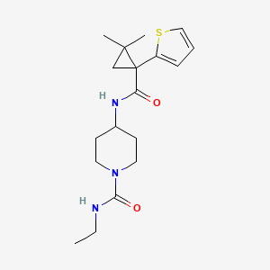 molecular formula C18H27N3O2S B5314760 4-({[2,2-dimethyl-1-(2-thienyl)cyclopropyl]carbonyl}amino)-N-ethylpiperidine-1-carboxamide 