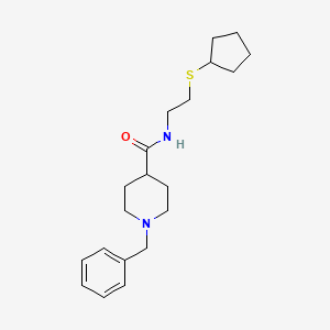 molecular formula C20H30N2OS B5314796 1-benzyl-N-[2-(cyclopentylthio)ethyl]-4-piperidinecarboxamide 