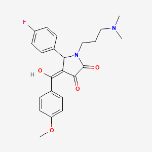 molecular formula C23H25FN2O4 B5314837 1-[3-(dimethylamino)propyl]-5-(4-fluorophenyl)-3-hydroxy-4-(4-methoxybenzoyl)-1,5-dihydro-2H-pyrrol-2-one 