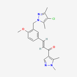 molecular formula C21H23ClN4O2 B5314860 3-{3-[(4-chloro-3,5-dimethyl-1H-pyrazol-1-yl)methyl]-4-methoxyphenyl}-1-(1,5-dimethyl-1H-pyrazol-4-yl)-2-propen-1-one 