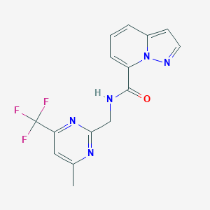 molecular formula C15H12F3N5O B5314868 N-{[4-methyl-6-(trifluoromethyl)pyrimidin-2-yl]methyl}pyrazolo[1,5-a]pyridine-7-carboxamide 