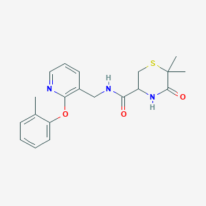 molecular formula C20H23N3O3S B5314923 6,6-dimethyl-N-{[2-(2-methylphenoxy)pyridin-3-yl]methyl}-5-oxothiomorpholine-3-carboxamide 