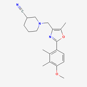 molecular formula C20H25N3O2 B5314954 1-{[2-(4-methoxy-2,3-dimethylphenyl)-5-methyl-1,3-oxazol-4-yl]methyl}piperidine-3-carbonitrile 