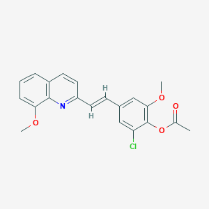 molecular formula C21H18ClNO4 B5315002 2-chloro-6-methoxy-4-[2-(8-methoxy-2-quinolinyl)vinyl]phenyl acetate 