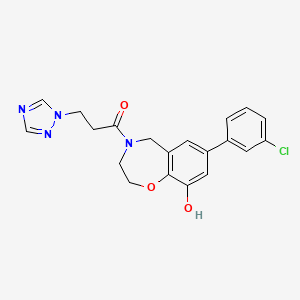 molecular formula C20H19ClN4O3 B5315004 7-(3-chlorophenyl)-4-[3-(1H-1,2,4-triazol-1-yl)propanoyl]-2,3,4,5-tetrahydro-1,4-benzoxazepin-9-ol 