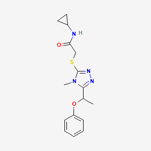 molecular formula C16H20N4O2S B5315039 N-cyclopropyl-2-{[4-methyl-5-(1-phenoxyethyl)-4H-1,2,4-triazol-3-yl]thio}acetamide 