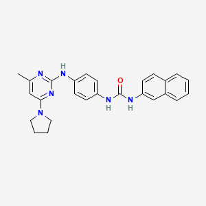 molecular formula C26H26N6O B5315062 N-(4-{[4-methyl-6-(1-pyrrolidinyl)-2-pyrimidinyl]amino}phenyl)-N'-2-naphthylurea 