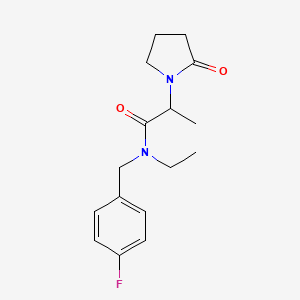 molecular formula C16H21FN2O2 B5315099 N-ethyl-N-(4-fluorobenzyl)-2-(2-oxopyrrolidin-1-yl)propanamide 