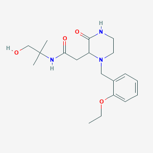 molecular formula C19H29N3O4 B5315137 2-[1-(2-ethoxybenzyl)-3-oxo-2-piperazinyl]-N-(2-hydroxy-1,1-dimethylethyl)acetamide 
