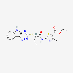molecular formula C20H20N6O3S2 B5315150 ethyl 4-methyl-2-{[2-(5H-[1,2,4]triazino[5,6-b]indol-3-ylthio)butanoyl]amino}-1,3-thiazole-5-carboxylate 