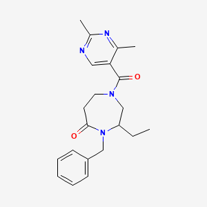 molecular formula C21H26N4O2 B5315164 4-benzyl-1-[(2,4-dimethyl-5-pyrimidinyl)carbonyl]-3-ethyl-1,4-diazepan-5-one 