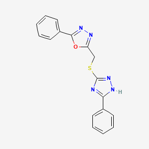 molecular formula C17H13N5OS B5315170 2-phenyl-5-{[(5-phenyl-4H-1,2,4-triazol-3-yl)thio]methyl}-1,3,4-oxadiazole 
