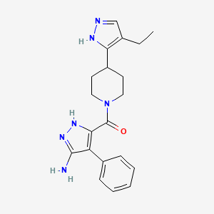 molecular formula C20H24N6O B5315224 3-{[4-(4-ethyl-1H-pyrazol-5-yl)piperidin-1-yl]carbonyl}-4-phenyl-1H-pyrazol-5-amine 