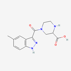 molecular formula C14H16N4O3 B5315228 4-[(5-methyl-1H-indazol-3-yl)carbonyl]piperazine-2-carboxylic acid 