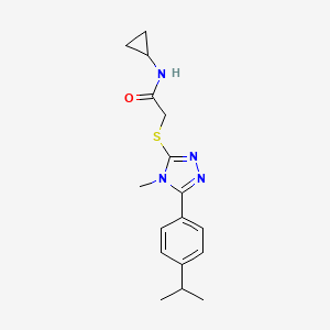 molecular formula C17H22N4OS B5315236 N-cyclopropyl-2-{[5-(4-isopropylphenyl)-4-methyl-4H-1,2,4-triazol-3-yl]thio}acetamide 