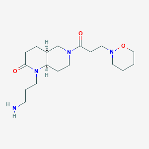 molecular formula C18H32N4O3 B5315272 rel-(4aS,8aR)-1-(3-aminopropyl)-6-[3-(1,2-oxazinan-2-yl)propanoyl]octahydro-1,6-naphthyridin-2(1H)-one hydrochloride 