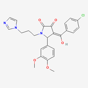 molecular formula C25H24ClN3O5 B5315296 4-(4-chlorobenzoyl)-5-(3,4-dimethoxyphenyl)-3-hydroxy-1-[3-(1H-imidazol-1-yl)propyl]-1,5-dihydro-2H-pyrrol-2-one 