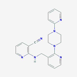 molecular formula C21H21N7 B5315311 2-({[2-(4-pyridin-2-ylpiperazin-1-yl)pyridin-3-yl]methyl}amino)nicotinonitrile 