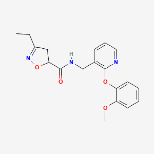 molecular formula C19H21N3O4 B5315332 3-ethyl-N-{[2-(2-methoxyphenoxy)pyridin-3-yl]methyl}-4,5-dihydroisoxazole-5-carboxamide 