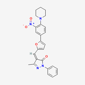 5-methyl-4-({5-[3-nitro-4-(1-piperidinyl)phenyl]-2-furyl}methylene)-2-phenyl-2,4-dihydro-3H-pyrazol-3-one