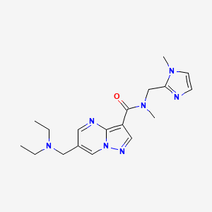 molecular formula C18H25N7O B5315353 6-[(diethylamino)methyl]-N-methyl-N-[(1-methyl-1H-imidazol-2-yl)methyl]pyrazolo[1,5-a]pyrimidine-3-carboxamide 