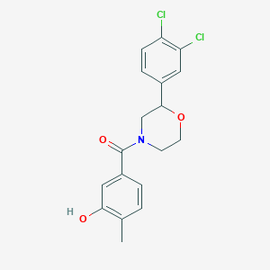 molecular formula C18H17Cl2NO3 B5315363 5-{[2-(3,4-dichlorophenyl)morpholin-4-yl]carbonyl}-2-methylphenol 