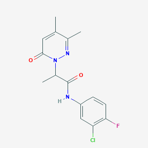 molecular formula C15H15ClFN3O2 B5315380 N-(3-chloro-4-fluorophenyl)-2-(3,4-dimethyl-6-oxo-1(6H)-pyridazinyl)propanamide 