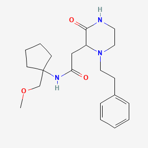 molecular formula C21H31N3O3 B5315411 N-[1-(methoxymethyl)cyclopentyl]-2-[3-oxo-1-(2-phenylethyl)-2-piperazinyl]acetamide 