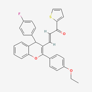 molecular formula C30H23FO3S B5315413 3-[2-(4-ethoxyphenyl)-4-(4-fluorophenyl)-4H-chromen-3-yl]-1-(2-thienyl)-2-propen-1-one 