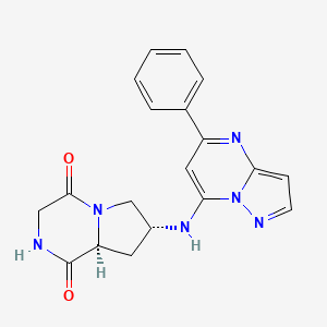 molecular formula C19H18N6O2 B5315419 (7R,8aS)-7-[(5-phenylpyrazolo[1,5-a]pyrimidin-7-yl)amino]hexahydropyrrolo[1,2-a]pyrazine-1,4-dione 